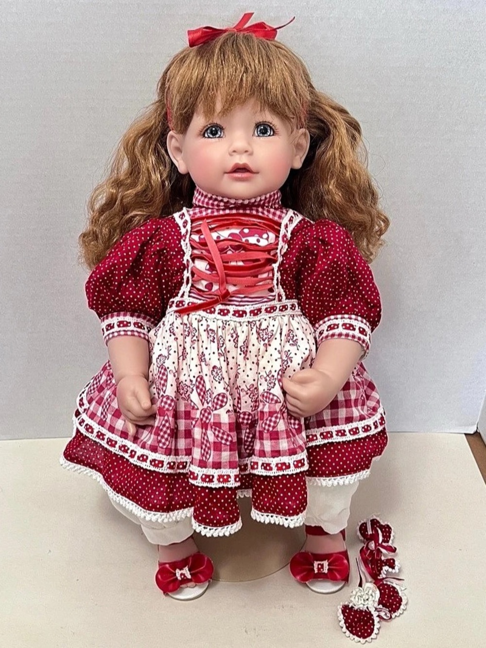 Adora Baby Doll Red Hair Blue Eyes With Red White Outfit Dress Jointed 18"